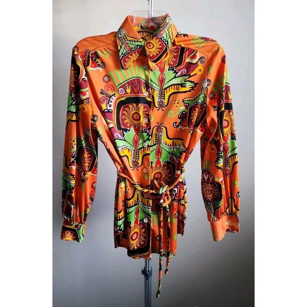 60's vintage Aztec groovy tunic blouse swim cover up MEDIUM Bali